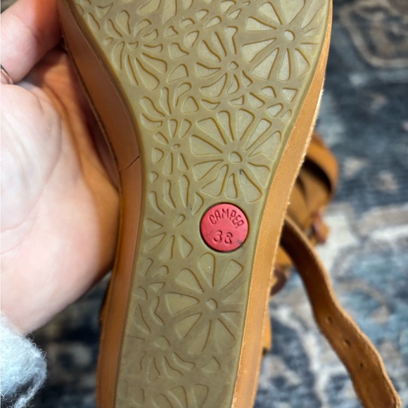 Camper Tan Leather Wedge‎ Sandals
